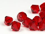 Glasperlen zum Auffaedeln von Swarovski Doppelkegel 4mm (Light Siam), 96 Stueck