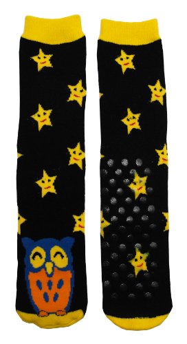 Tubular Owl and Stars Non-Skid Slipper Socks by K. Bell - Size 9 - 11