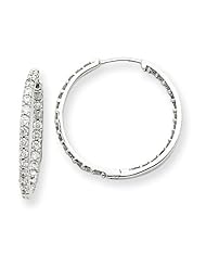 14k White Gold Diamond Hoop Earrings. Carat Wt- 0.45ct. Metal Wt- 2g