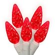 Set of 50 Commercial Grade Red LED C6 Christmas Lights - White Wire