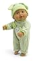 Wild Planet Water Babie 9" Hispanic Newborn Green Striped Bunny Romper