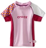 CROCS Girls 2-6X Girls Toddler Rash Guard, Pink Lady/Carmine Rose/Bright White, 2T