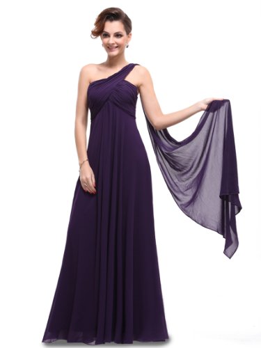 Ever Pretty One Shoulder Padded Ruffles Fashion Long Evening Dresses 09816, HE09816PP16, Purple, US14