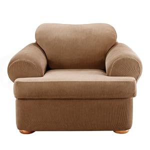 Sure Fit Stretch Stripe 2-pc. T-Cushion Chair Slipcover - Brown (T-Cushion Chair)