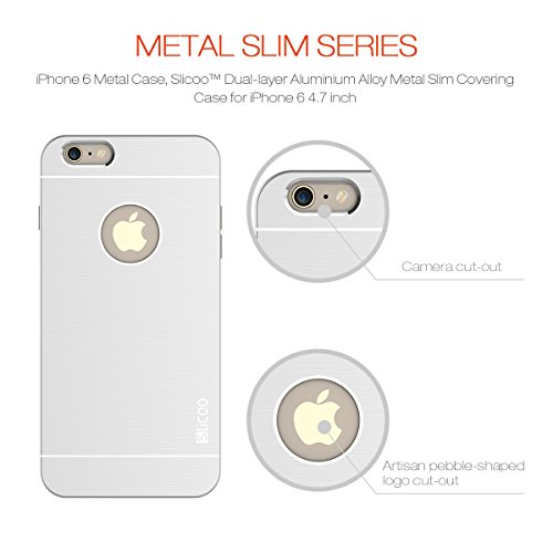 iPhone 6s Metal Case, Slicoo® Dual-layer Aluminium Alloy Metal Slim Covering Case for iPhone 6 6s 4.7 inch (Silver)