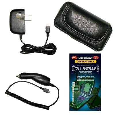 Cell Phone Accessories Bundle for Alltel RIM Blackberry 8230 Pearl Flip (Includes; Premium Leather Side Carry Case, Rapid Car Charger cla, Travel Home Wall Charger, Generation X Antenna Booster)