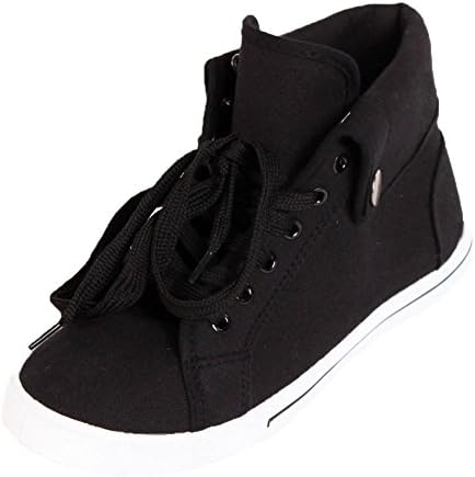 Ameta Women's High Top Black Canvas Sneakers 10 B(M) US