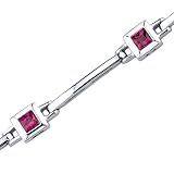 Exclusive Chic: Princess Cut Ruby Gemstone Bracelet in Sterling Silver