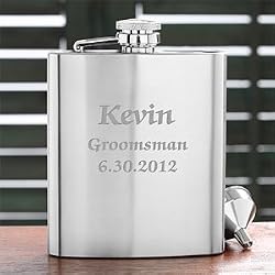 Personalized Stainless Steel Pocket Flask - Wedding Party Design