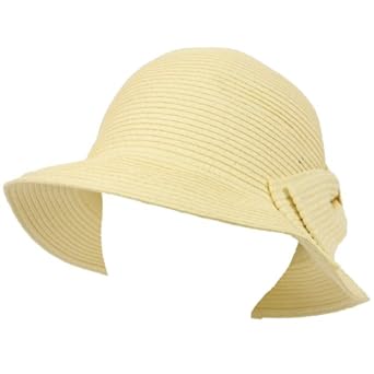 Upf 50+ Ladies Summer Big Ribbon Bow Cloche Bell Bucket Sun Hat Cap 57cm Ivory
