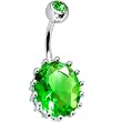 August 13mm Oval Solitaire Birthstone Belly Ring