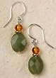 Earrings - Faceted Jade and Amber Beads