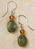 Faceted Jade and Amber Earrings