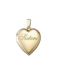Solid 14K Yellow Gold "Sisters" Locket 3/4 inch x 3/4 inch in Solid 14K Yellow Gold