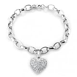 Bling Jewelry Designer Inspired Classic Diamond CZ Pave Heart Locket Charm Bracelet