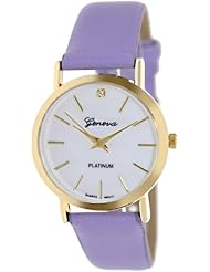 Geneva Platinum Womens 9816.LAVENDER.GOLD Purple Cloth Analog Quartz Watch with White Dial