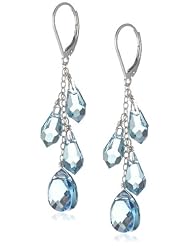 Sterling Silver Swarovski Elements Aquamarine Colored Multi-Teardrop and Briolette Earrings
