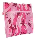 Trendy Military Print Camo Canvas Shoppers Tote Bag ~ You Choose PINK or GREEN Print (Pink)