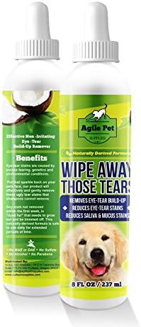 Tear Stain Remover for Dogs and Cats - Natural, Gentle and Soothing Coconut Oil Formula Without Chemicals or Bleach - Cleans Effectively Around Eyes Beard and Paws - Made In USA 8 fl oz