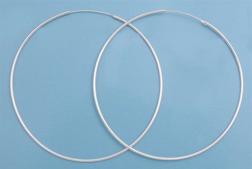 Sterling Silver Continuous Hoop Earrings - 1.5 mm x 80 mm - 6.1 g