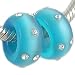 2 Teal Blue Cats Eye Spacer Beads w Crystals for European Charm Bracelet