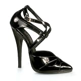 6 Inch Sexy Evening Shoe High Heel D'Orsay Pump Crisscross Strap Black Patent CLEARANCE