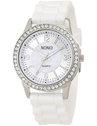XOXO Womens XO8039 White Bumpy Silicone Rubber Strap Watch