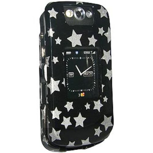 Amzer Snap On Crystal Hard Case for BlackBerry Pearl Flip 8220, 8230 ( Stars Black)