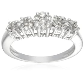 9ct White Gold AMR304371 Ladies 0.50ct Diamond 5 Stone Look Ring Size J