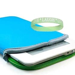 AMAZON KINDLE 2 Blue / Green Soft NEOPRENE SLEEVE CASE Cover Pouch Carrying Bag