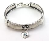 Image of Aviv Hand Made Silver Bracelet dangle heart set with opal stone