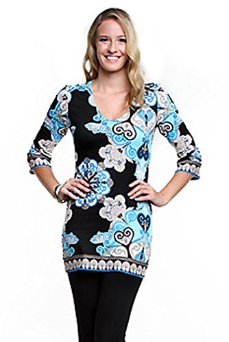 Joyous & Free – Charlie, 3/4 Sleeve Tunic Mini Dress with V-Neck Collar