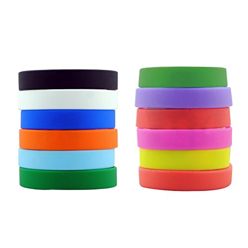 Machter Price for 12pcs Silicone Rubber Wristband Bracelets Bands Adult Fashion Party
