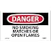 NMC D217AP OSHA Sign, "DANGER NO SMOKING MATCHES OR OPEN FLAMES", 5" Width x 3" Height, Pressure Sensitive Vinyl, Black/Red On White (Pack of 5)