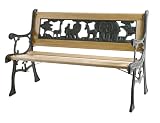 Siena Garden 598843 Kinder-Gussbank mit Zoo Ornament im Rücken, B 82 x H 41 cm