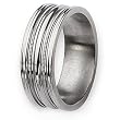 Grooved and Beaded Polished Titanium Ring (8.0 mm) - Sizes 8-12