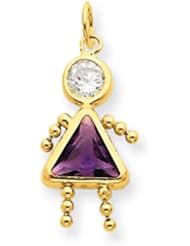 14k Gold February Girl Birthstone Charm
