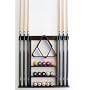 6 Pool Cue - Billiard Stick Wall Rack Made of Wood Mahogany Finish