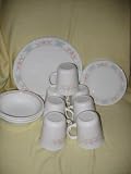 Vintage Corning Corelle " Dutch Lattice " Pattern - 20 Piece ~ 4 Dinner Plates, 6 Bread Plates, 7 Cups & 3 Bowls