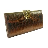Womens Textured Asian Leaf Pattern Glitter Accordion Clutch Wallet Choose Color