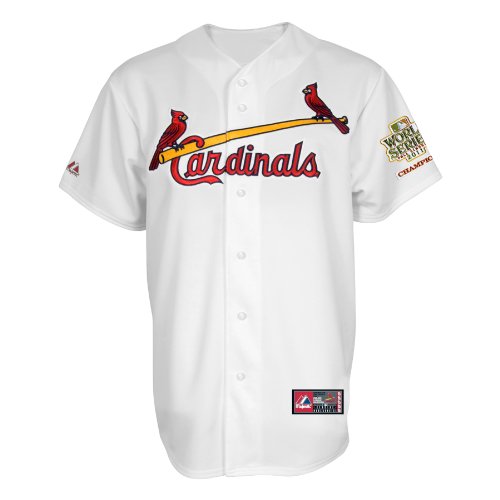 MLB St. Louis Cardinals Chris Carpenter 2011 World Series Champions Patch Name & Number Jersey (Scoured Natural, Large)
