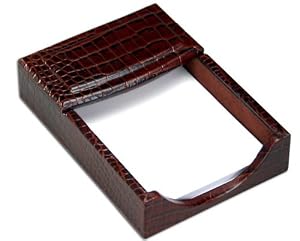 Brown Crocodile Embossed Leather 4 x 6 Memo Holder