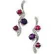 14K White Gold Amethyst, Pink Tourmaline, Mozambique Garnet and Diamond Earrings