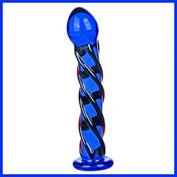 Pyrex Glass Dildo Blue Amber