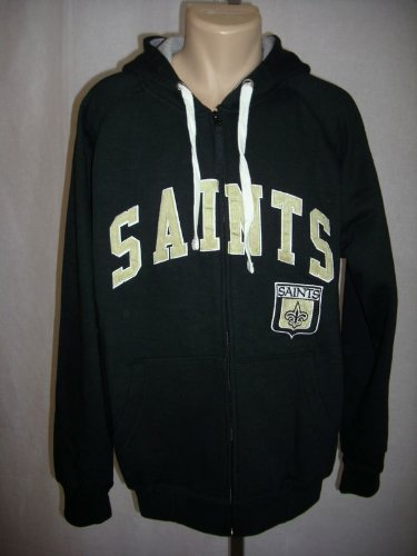 New Orleans Saints Full Zip Zipper Hooded Sweatshirt Large