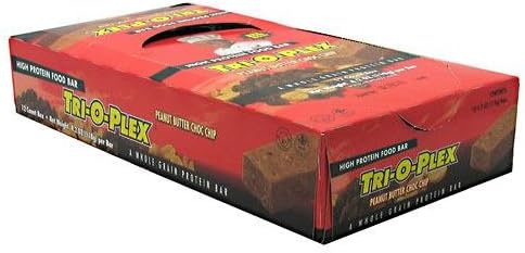 Chef Jay's Tri-O-Plex High Protein Food Bar - Peanut Butter Chocolate Chip - Box of 12 - 4.2 oz (118 g) bars