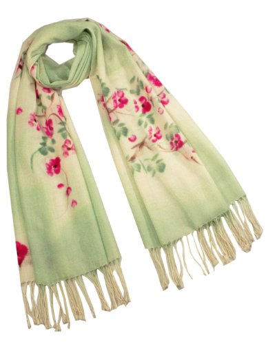 Dahlia Women's Hand Painted Merino Wool Pashmina Scarf Shawl