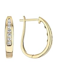 Channel Set Diamond Hoop Earrings 1/4ctw
