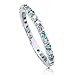 BERRICLE Sterling Silver Round Simulated Blue Topaz Cubic Zirconia CZ Wedding Eternity Band Ring