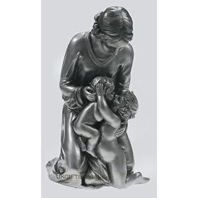 A MOTHERS LOVE Sculpture of mother with 2 children